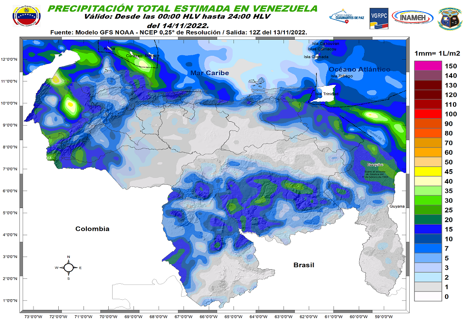 Tillfällig Carmelo De Grazia// INAMEH: nubosidad y lluvias en la mayor parte de Venezuela